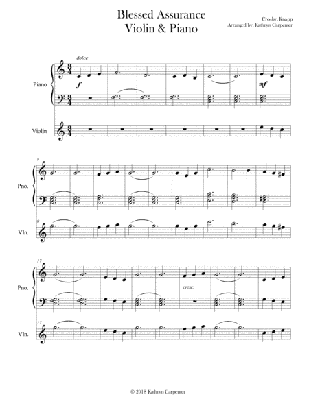 Blessed Assurance (Easy Piano & Violin) (arr. Kathryn Carpenter)