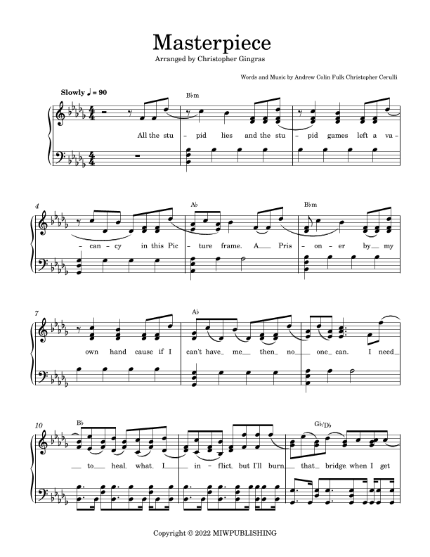 Masterpiece (arr. Christopher Gingras)