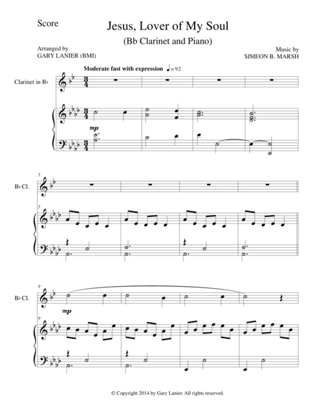 JESUS, LOVER OF MY SOUL (Bb Clarinet/Piano and Clarinet Part) (arr. Gary Lanier)