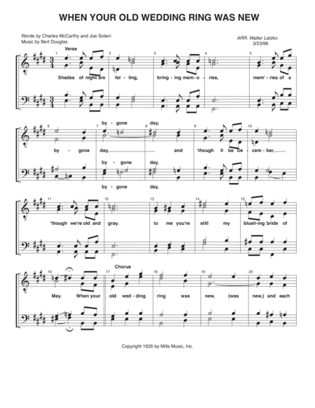 When Your Old Wedding Ring Was New (arr. Walter Latzko)