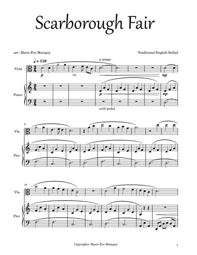Scarborough Fair (arr. Marie-Ève Mainguy)