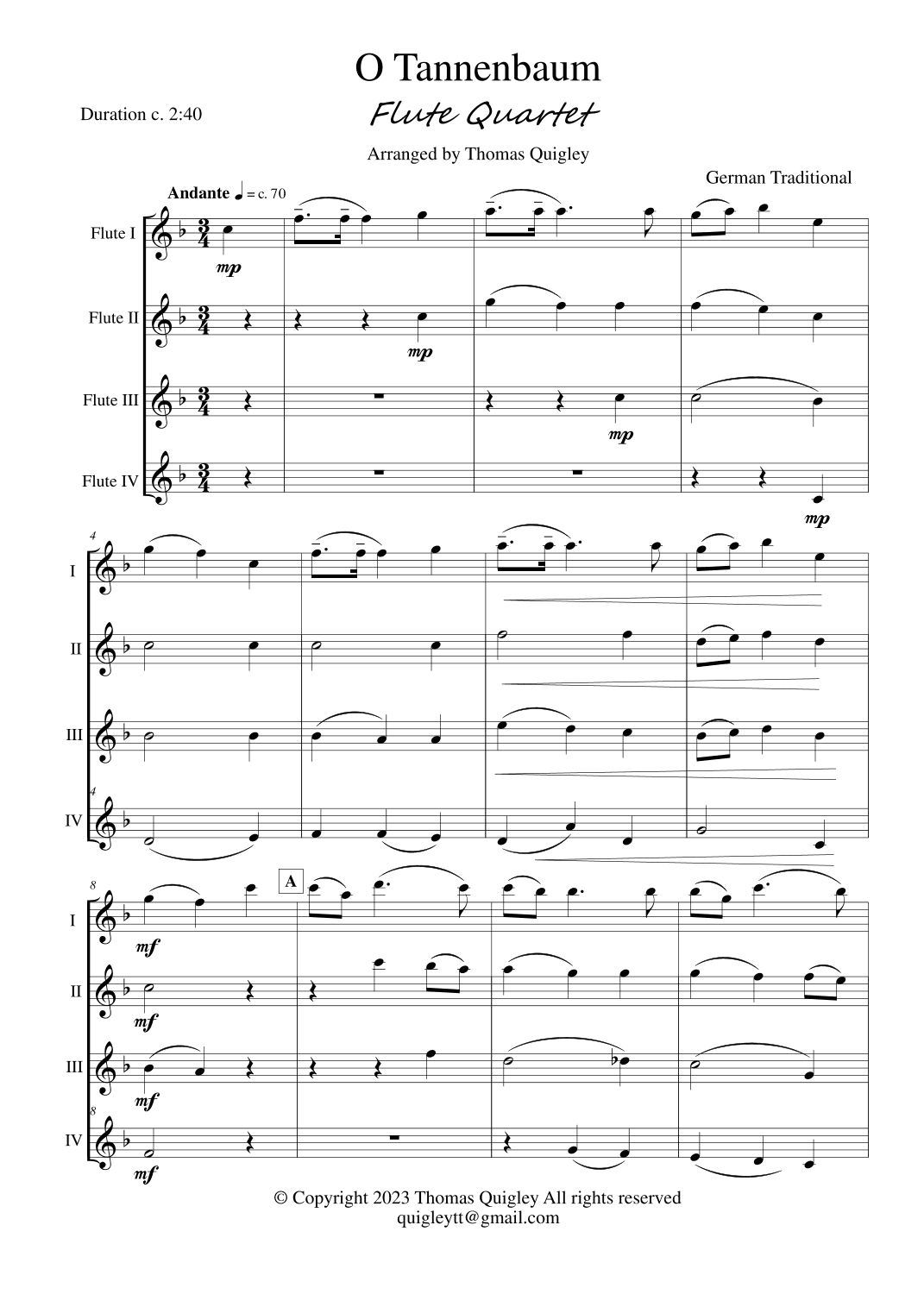 O Tannenbaum (arr. Thomas Quigley)