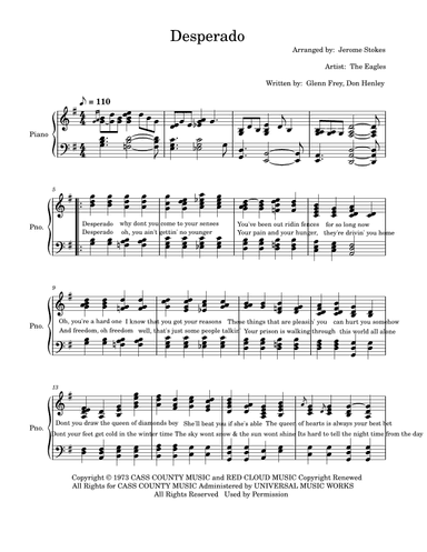 Desperado (arr. Jerome Stokes)