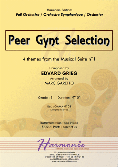 PEER GYNT SELECTIONS for Full Orchestra - Edvard Grieg - Arr. Marc Garetto (arr. Marc GARETTO)
