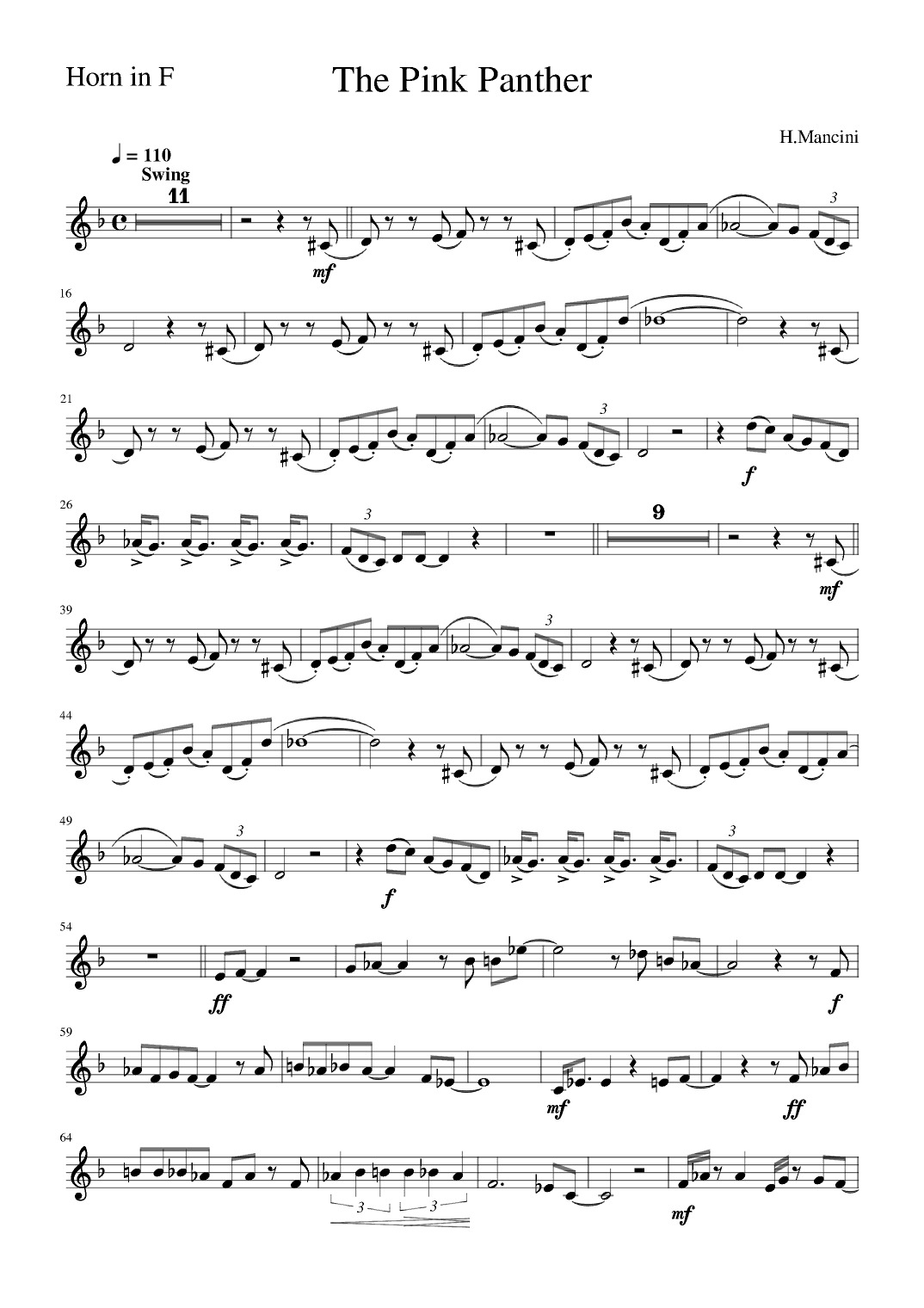 The Pink Panther (arr. Zachary Corbett)