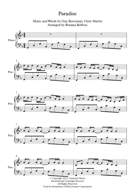 Paradise (arr. Roxana Belibou)