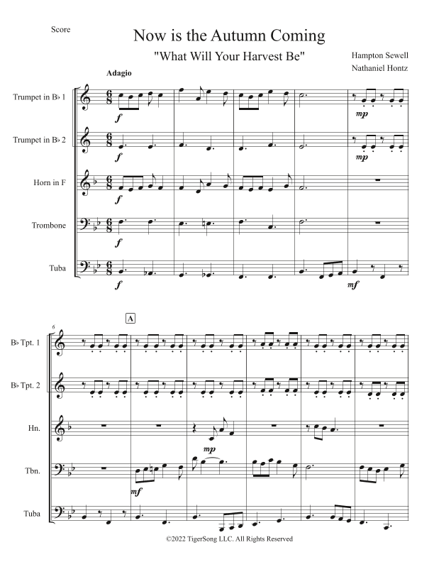 Now is the Autumn Coming ("What will your Harvest Be?") (arr. Nathaniel Hontz)