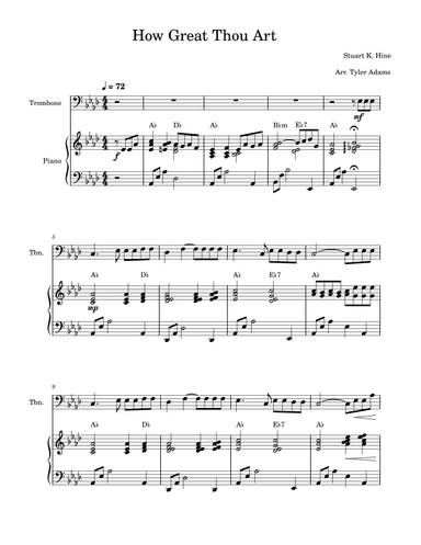 How Great Thou Art (Trombone Solo and Piano) (arr. Tyler Adams)