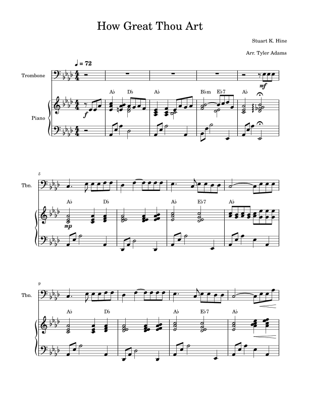 How Great Thou Art (Trombone Solo and Piano) (arr. Tyler Adams)