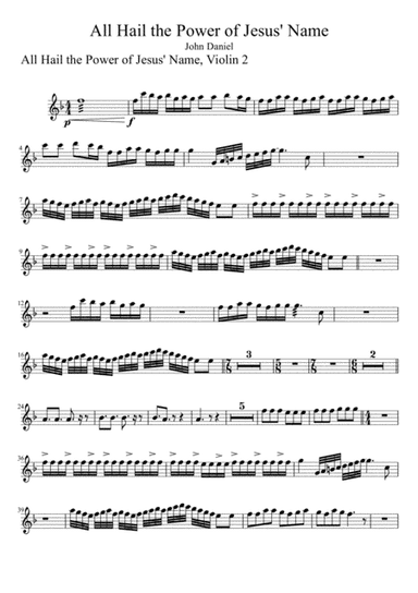 All Hail the Power of Jesus' Name, Violin 2 (arr. John W. Daniel)