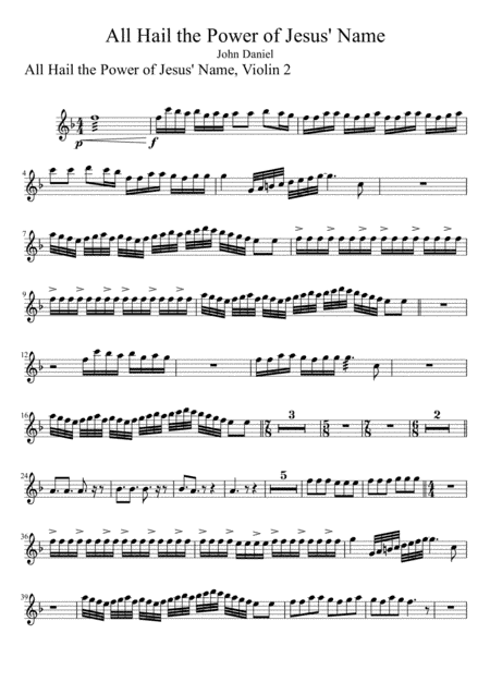 All Hail the Power of Jesus' Name, Violin 2 (arr. John W. Daniel)