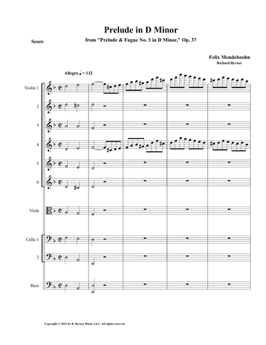 Mendelssohn - Prelude in D Minor, Op. 37 (String Orchestra) (arr. Richard Byrnes)
