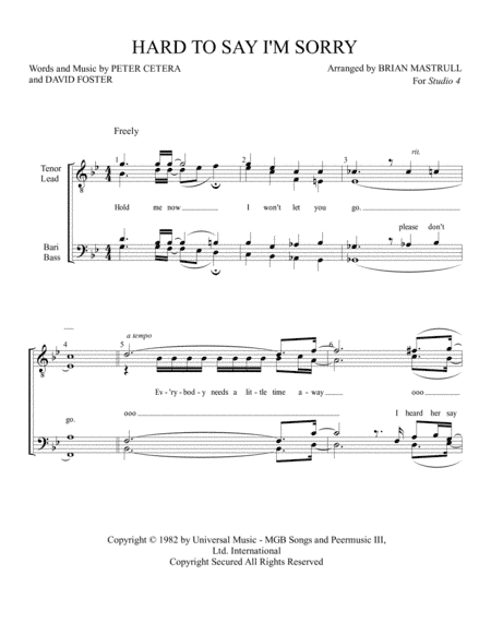 Hard To Say I'm Sorry (arr. Brian Mastrull)