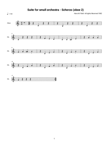 Suite for Small Orchestra - Scherzo (Second Oboe Part)