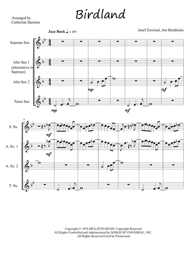 Birdland (arr. Catherine Quinlan)