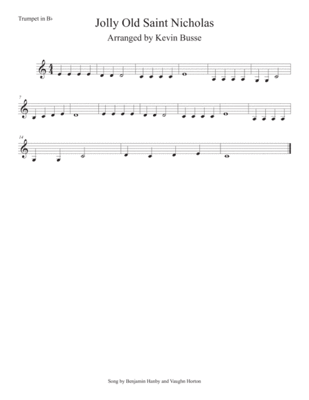 Jolly Old St. Nicholas (Easy key of C) Trumpet (arr. Kevin Busse)