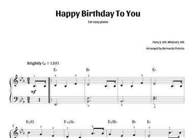 Happy Birthday To You (easy piano – Eb major) (arr. Bernardo Pereira)