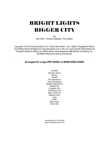 Bright Lights Bigger City (arr. Jim Farley www.arrangementsone.com)