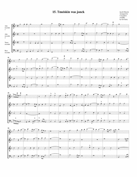 Tmeiskin was jonck (arrangement for 4 recorders) (arr. Gil Garty)