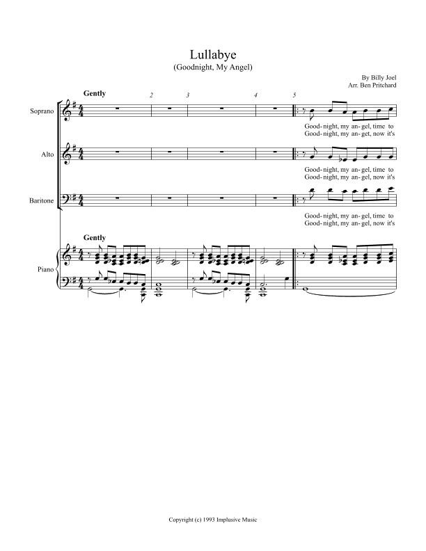 Lullabye (goodnight, My Angel) (arr. Ben Pritchard)