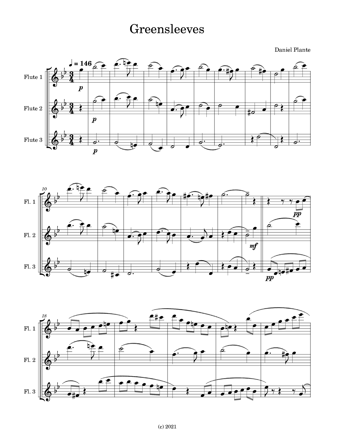 Greensleeves (arr. Daniel Plante)