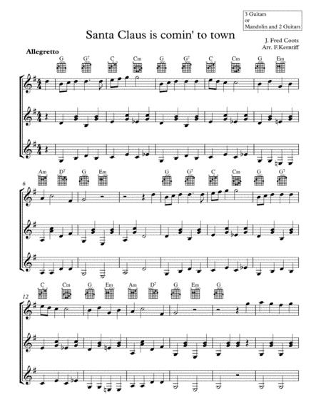 Santa Claus Is Comin' To Town (arr. MusicbyFrank)