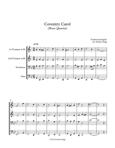 Coventry Carol (Brass Quartet) (arr. Jordan Grigg)
