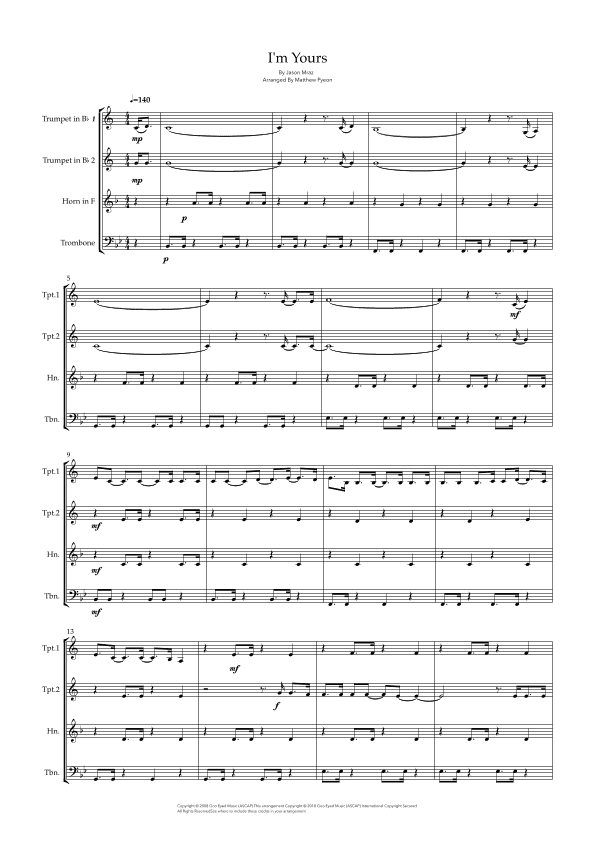 I'm Yours (arr. Matthew pyeon)