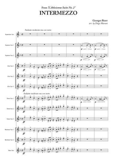 Intermezzo from "L'Arlesienne Suite No. 2" for Saxophone Ensemble (arr. Diego Marani)