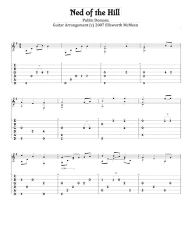 Ned of the Hill (For Fingerstyle Guitar Tuned Drop D) (arr. Ellsworth McMeen)