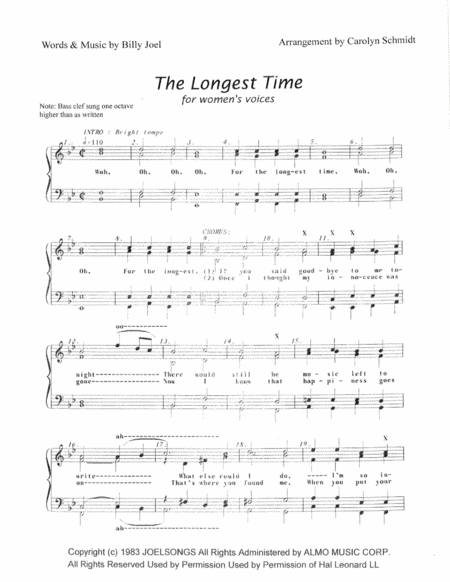 The Longest Time (arr. Carolyn Schmidt)