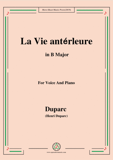 Duparc-La Vie antérleure in B Major (arr. Open Cloud)