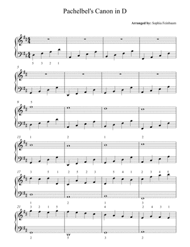 Pachelbel's Canon in D (easy piano) (arr. Sophia Feinbaum)