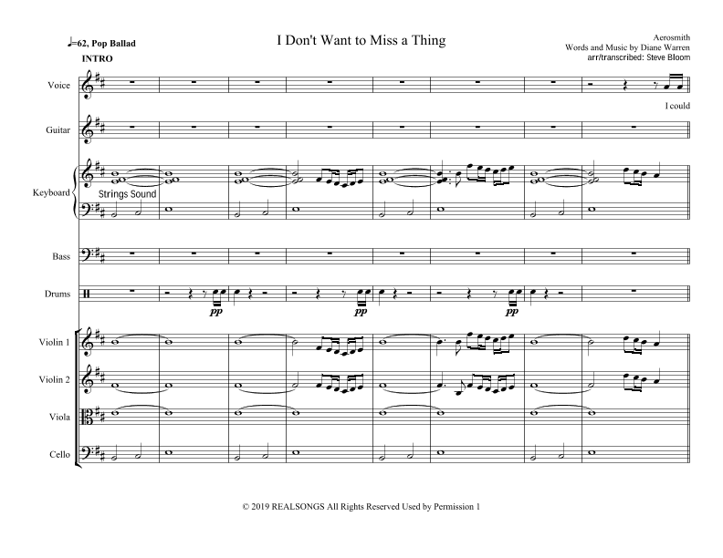 I Don't Want To Miss A Thing (arr. Steve Bloom)
