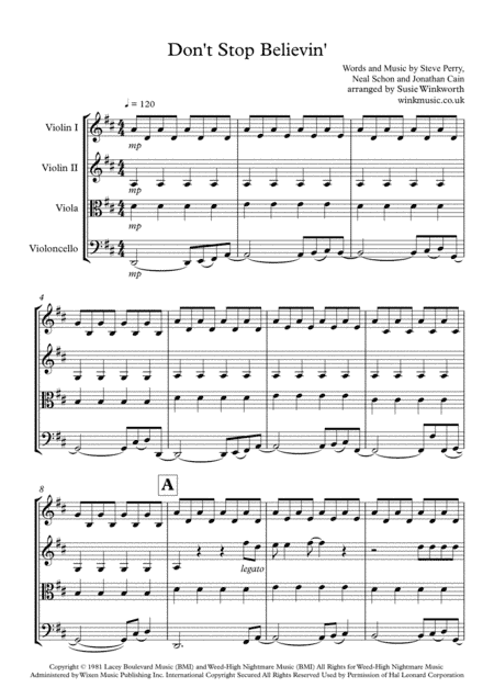 Don't Stop Believin' (arr. Susie Winkworth winkmusic.co.uk)