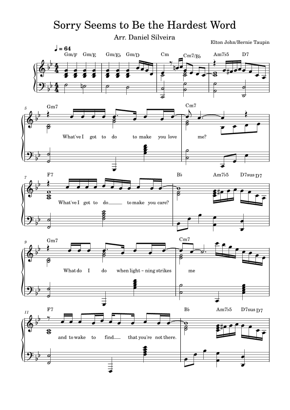 Sorry Seems To Be The Hardest Word (arr. Daniel Silveira)