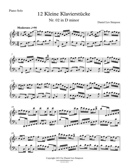 Kleine Klavierstücke Nr.2 in D minor for Piano solo