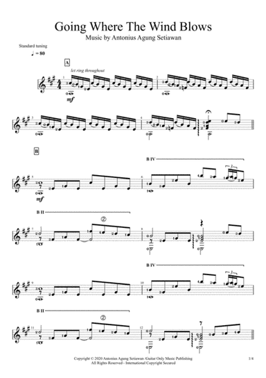 Going Where The Wind Blows (Solo Guitar Score)