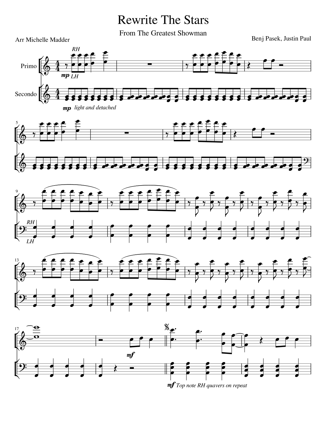 Rewrite The Stars (arr. Michelle Madder)