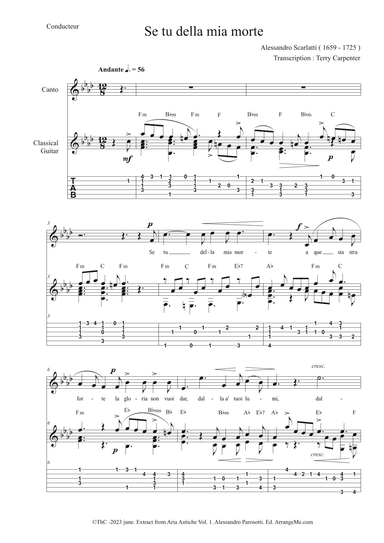 Se Tu Della Mia Morte ( Extract from Aria Antiche. Vol. 1 ) (arr. Terry Carpenter)