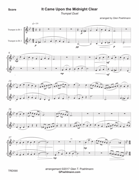 IT CAME UPON THE MIDNIGHT CLEAR - TRUMPET DUET (unaccompanied) (arr. Glen Poehlmann)