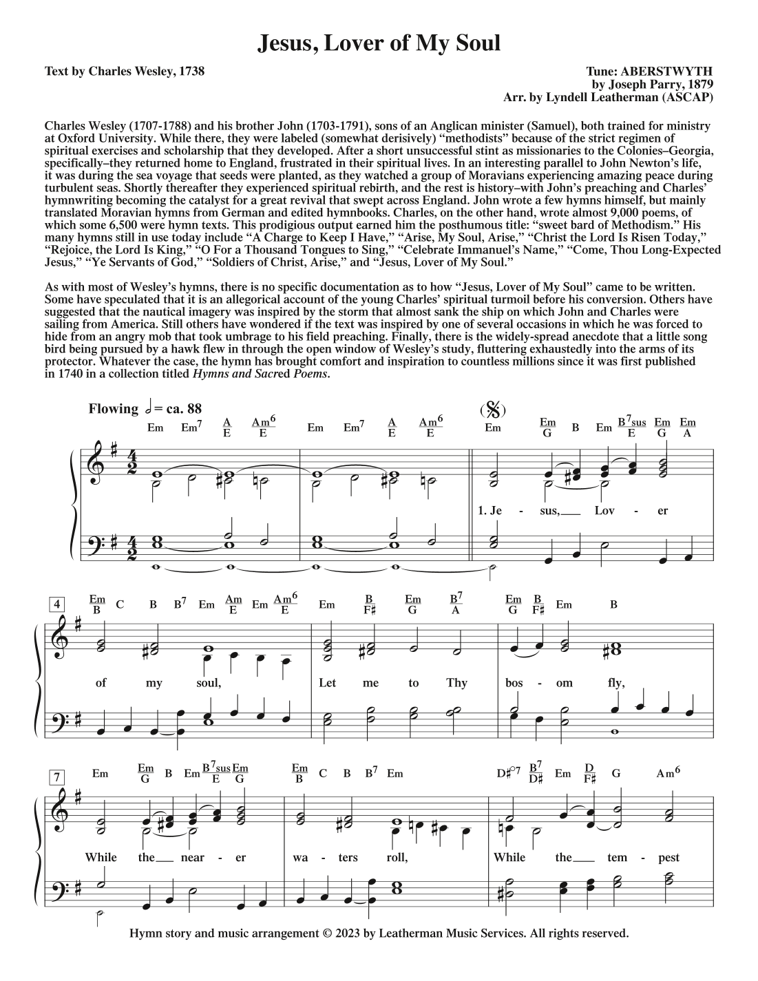 Jesus, Lover of My Soul (arr. Lyndell Leatherman)