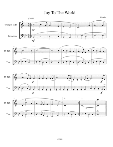 Joy To The World (trumpet and trombone duet) (arr. B C Dockery)