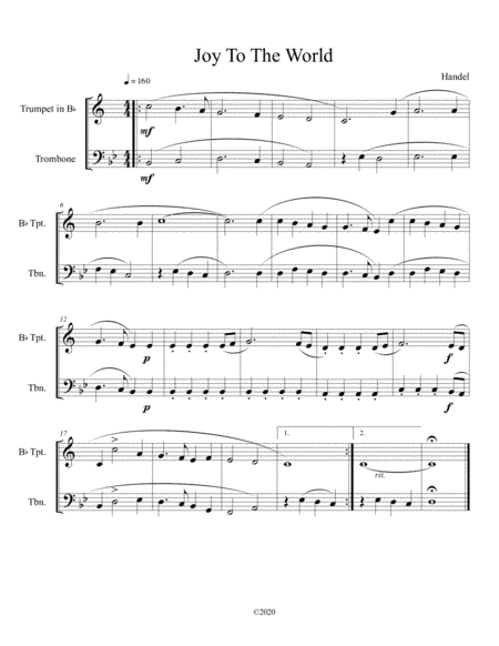 Joy To The World (trumpet and trombone duet) (arr. B C Dockery)