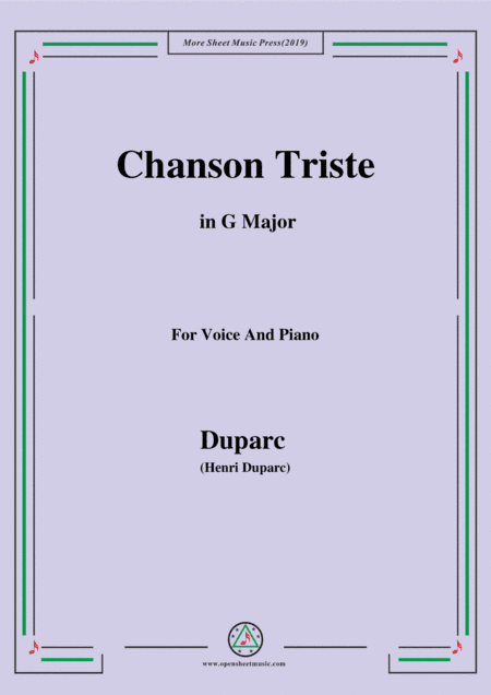 Duparc-Chanson Triste in G Major (arr. MSM)