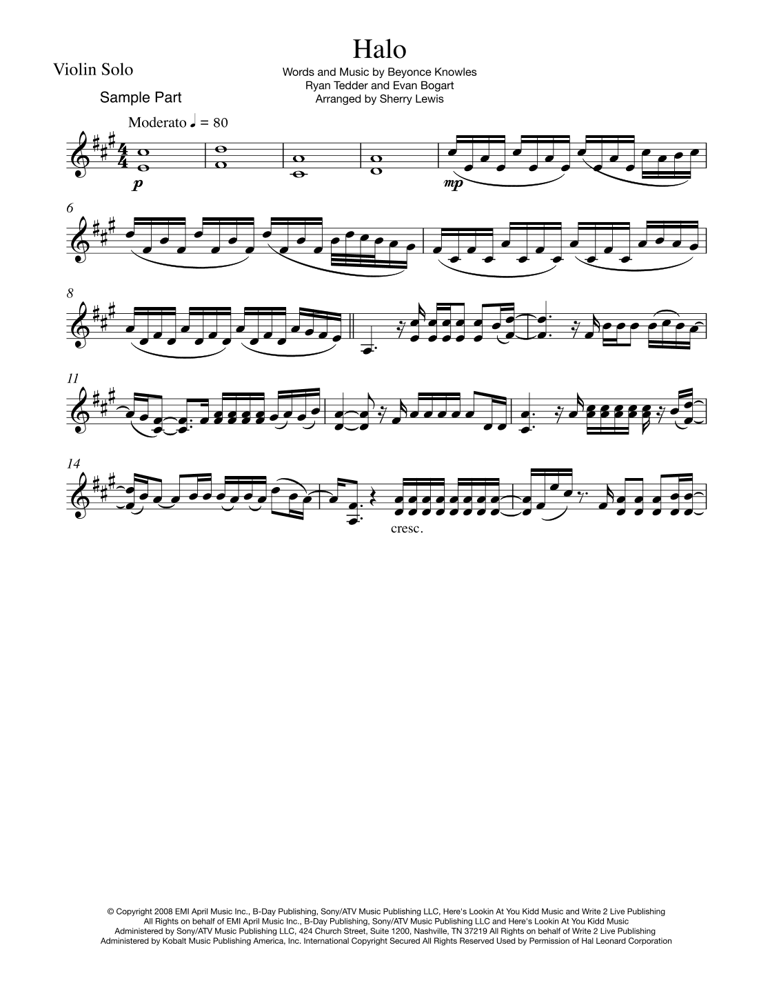 Halo (arr. Sherry Lewis)