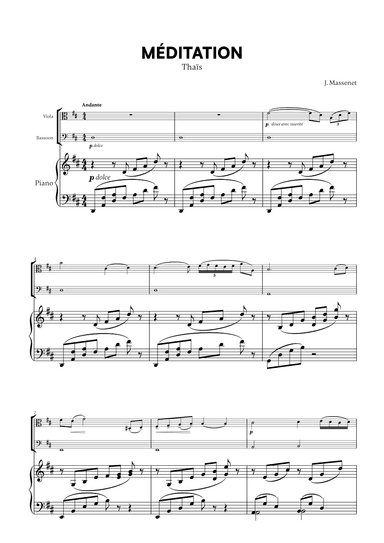 Jules Massenet - Thai¨s Meditation (for Viola, Bassoon and Piano) (arr. Cadenza Editions)