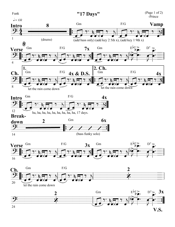 17 Days (arr. Ivan "Funkboy" Bodley)