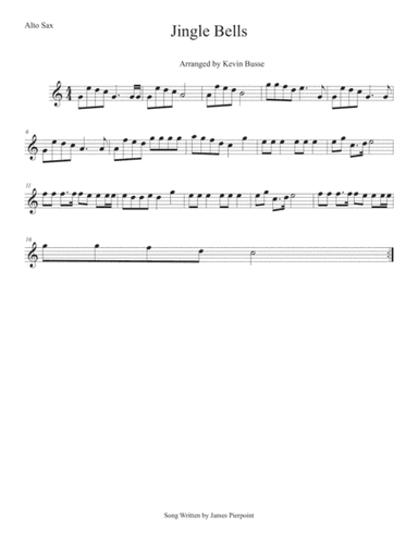 Jingle Bells (Easy key of C) Alto Sax (arr. Kevin Busse)