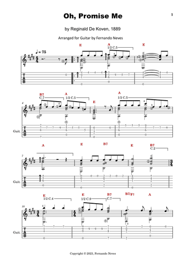 Oh Promise Me for Fingerstyle Guitar (arr. FERNANDO LUIZ NEVES)